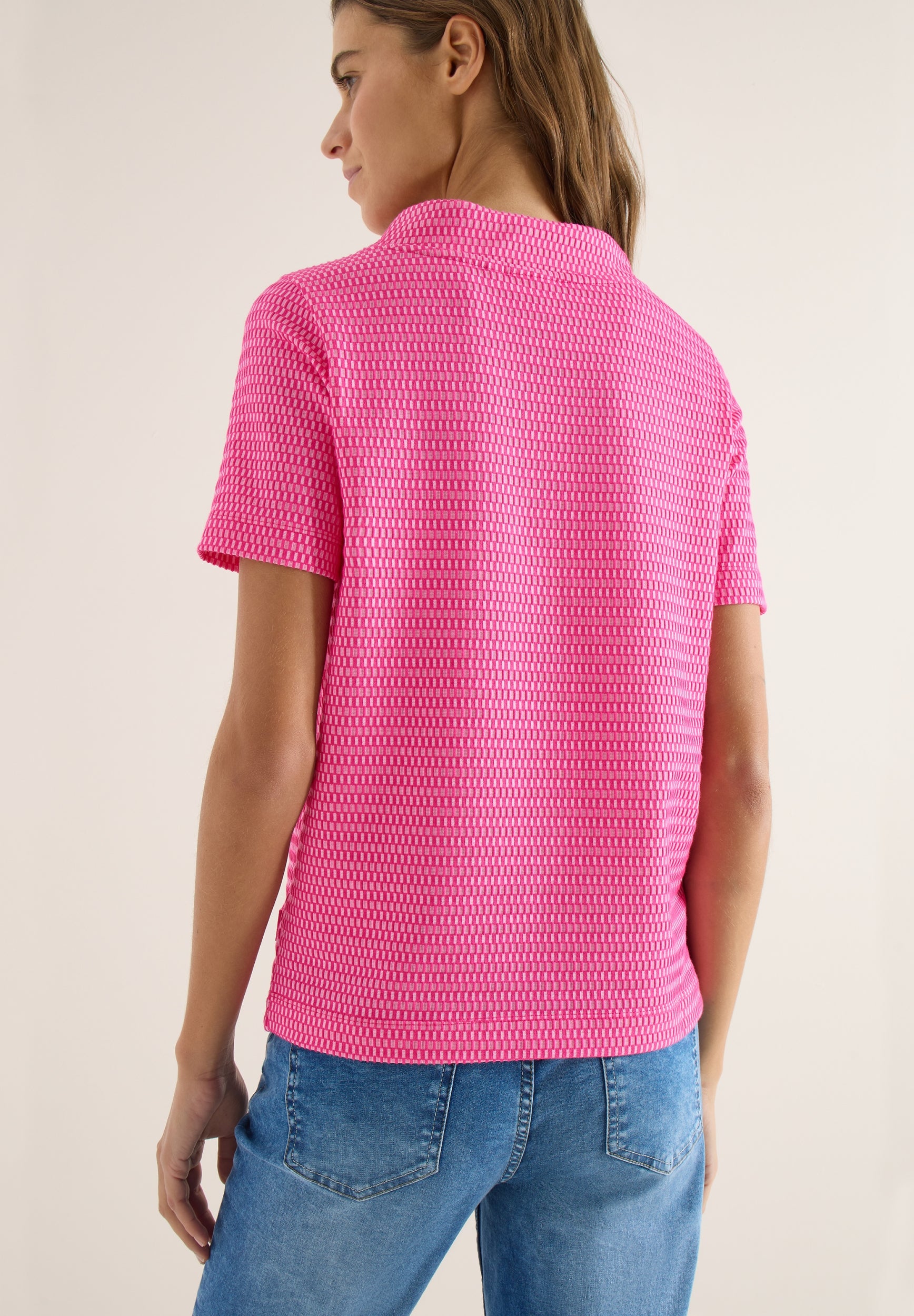 Shirt mit Funnel Neck im Two-Tone-Look beetroot pink Bild 4
