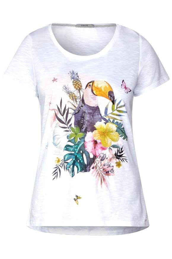 Shirt mit Tropical Print White Bild 1