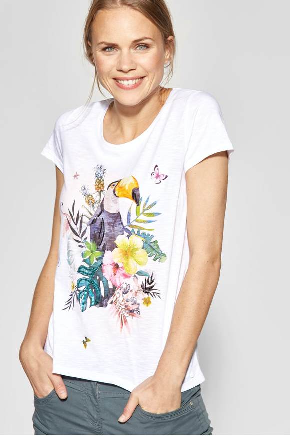 Shirt mit Tropical Print White Bild 3