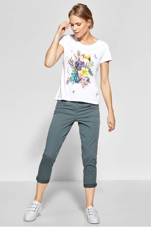 Shirt mit Tropical Print White Bild 5