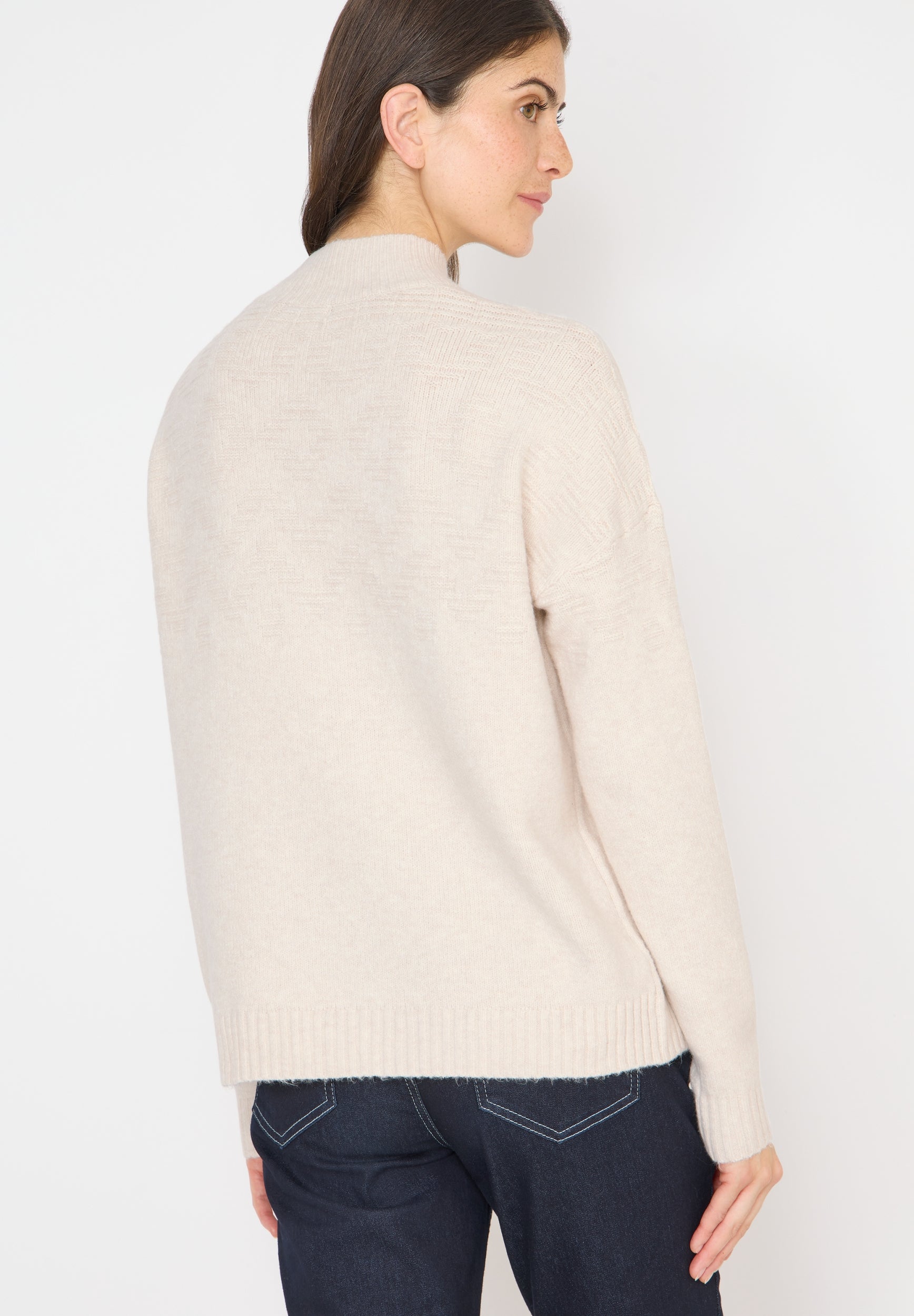 Softer Jacquard Pullover oat milk beige melange Bild 4