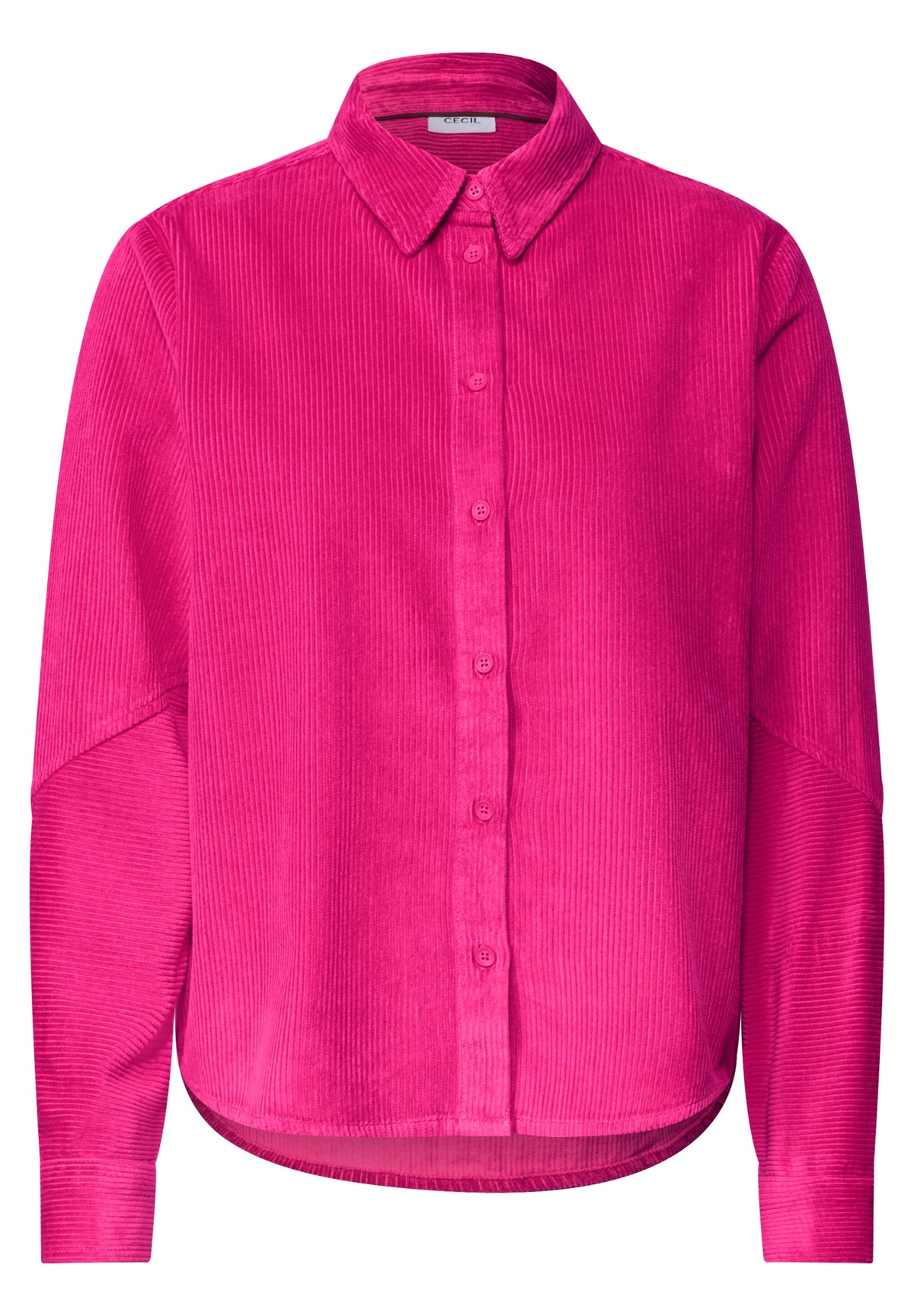 Langarm Hemdbluse aus Cord in Unifarbe pink flash Bild 1
