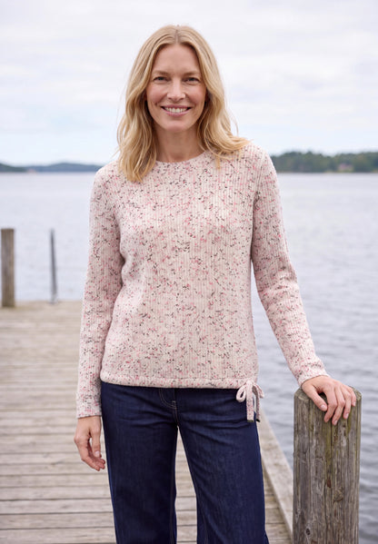 Pullover mit Rundhals und Space Dye Muster vanilla white Bild 3