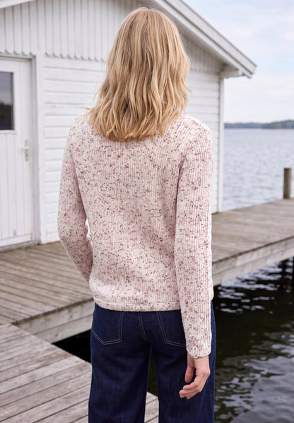 Pullover mit Rundhals und Space Dye Muster vanilla white Bild 4