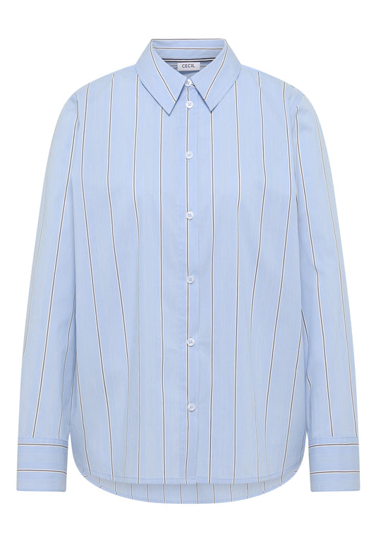 Gestreifte Hemdbluse fountain blue Bild 1