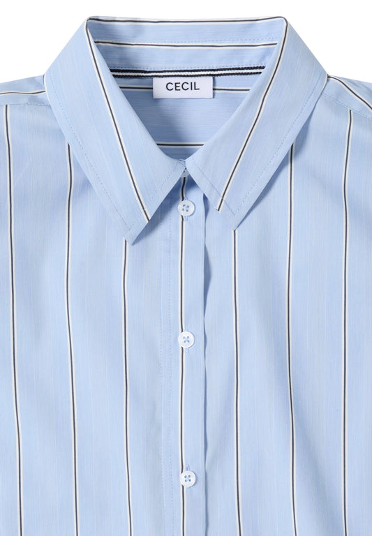 Gestreifte Hemdbluse fountain blue Bild 2