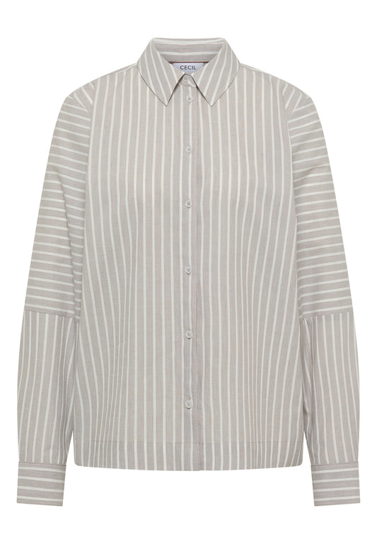Gestrefte Hemdbluse urban taupe Bild 1