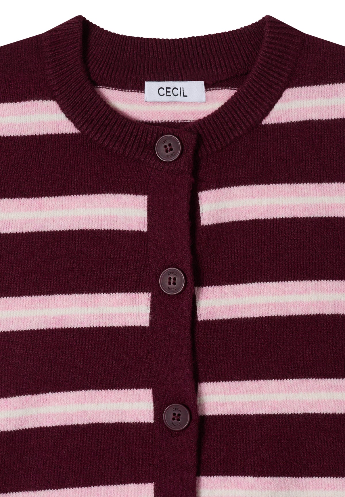 Cardigan mit Rundhals und Streifen red wine Bild 2