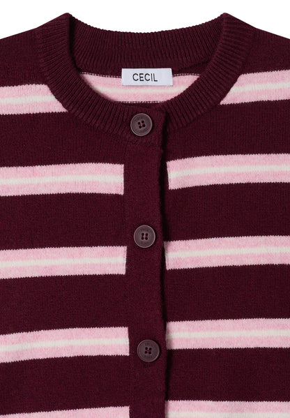 Cardigan mit Rundhals und Streifen red wine Bild 2