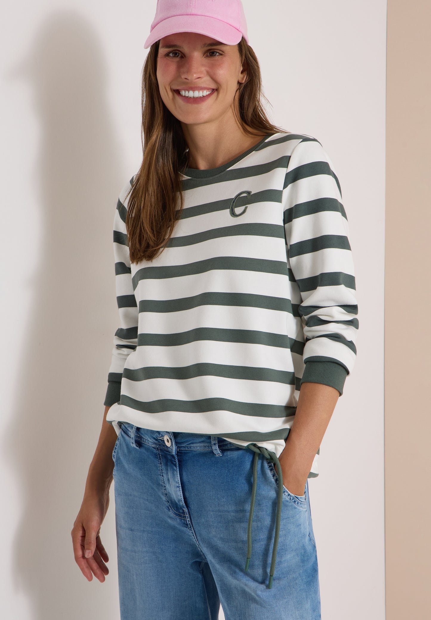 Sweatshirt mit Rundhals und Tunnelzug dried olive green Bild 3
