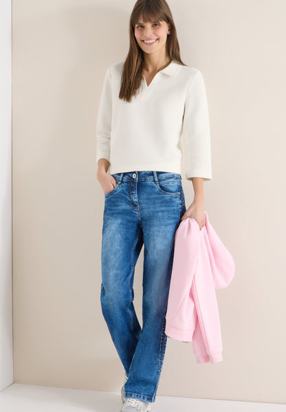Structured Poloshirt vanilla white Bild 5