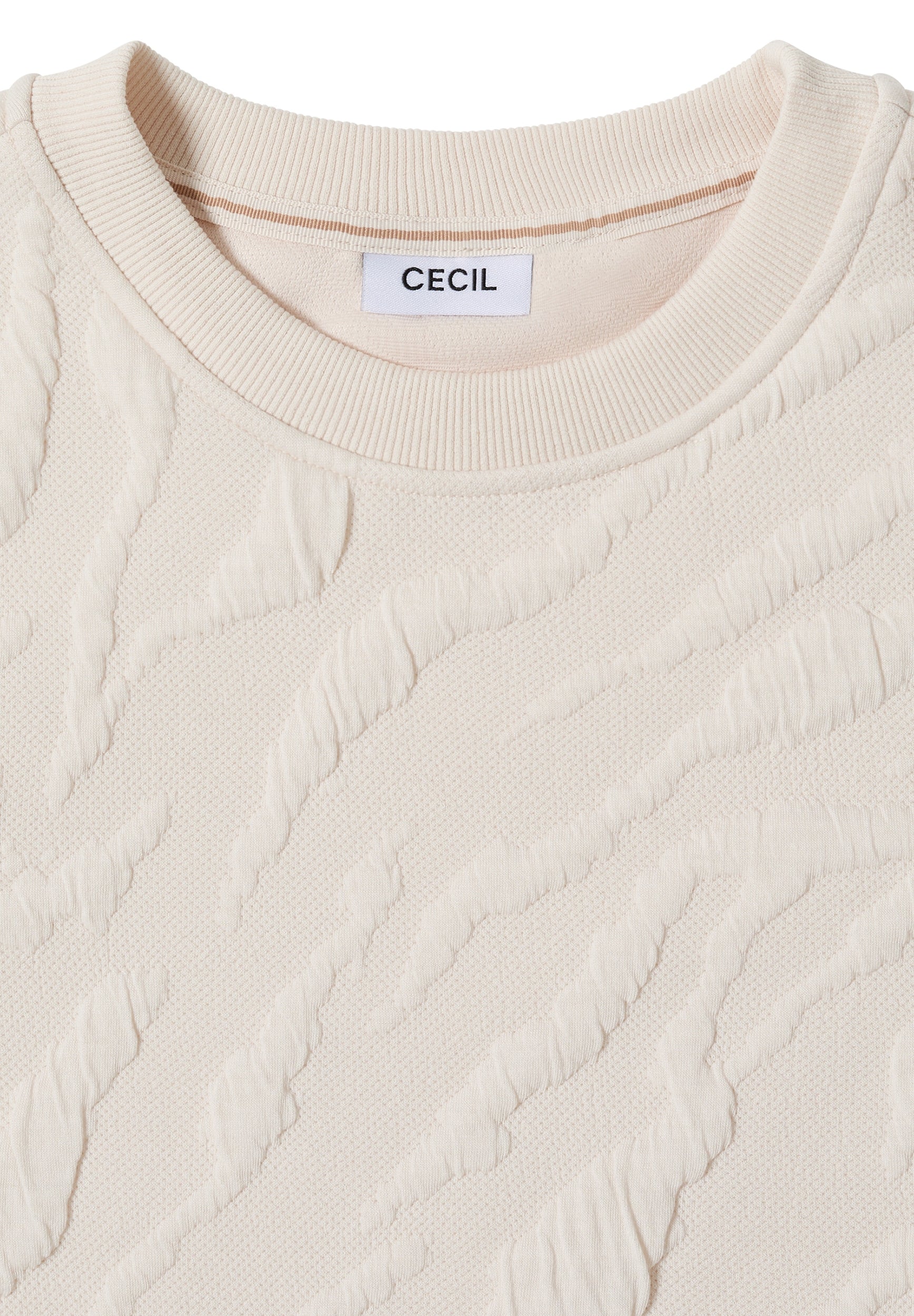 Strukturmuster Sweatshirt light beige Bild 2