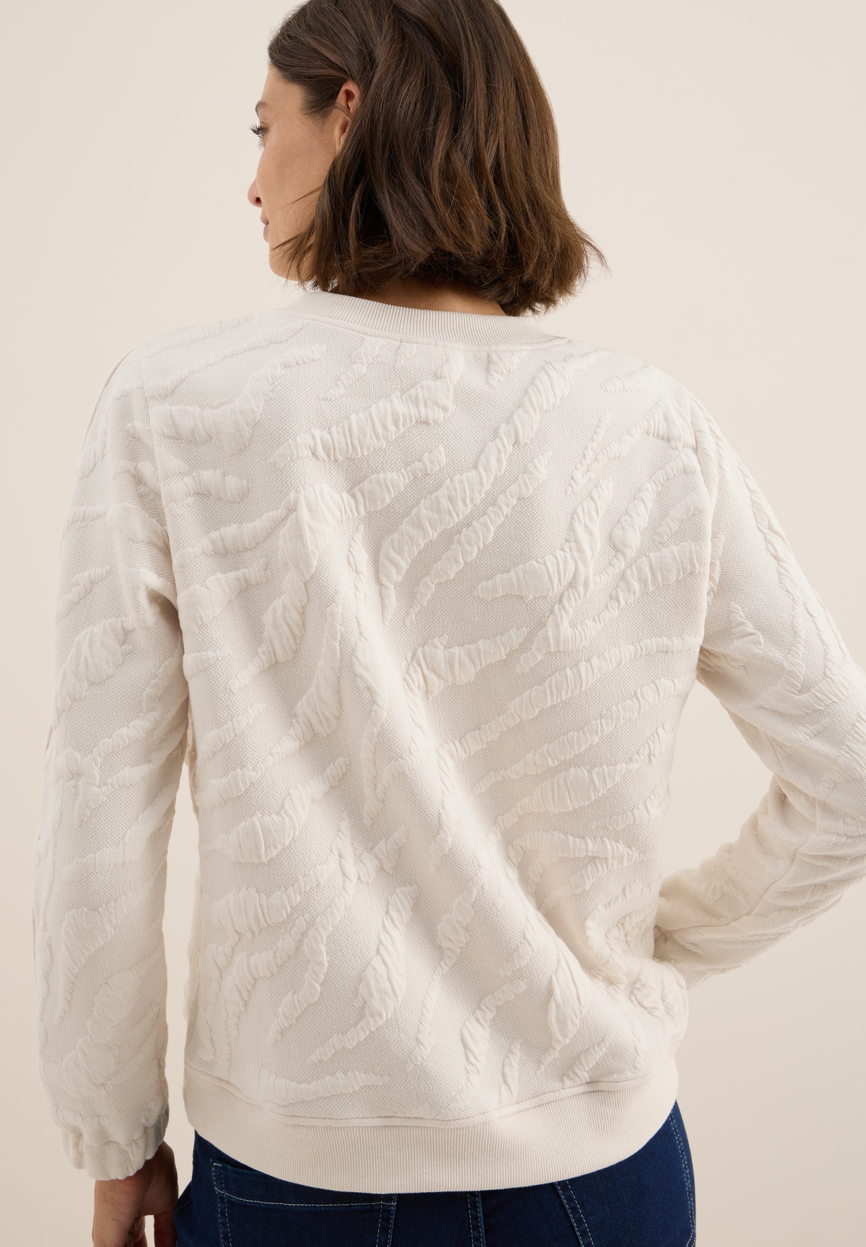 Strukturmuster Sweatshirt light beige Bild 4