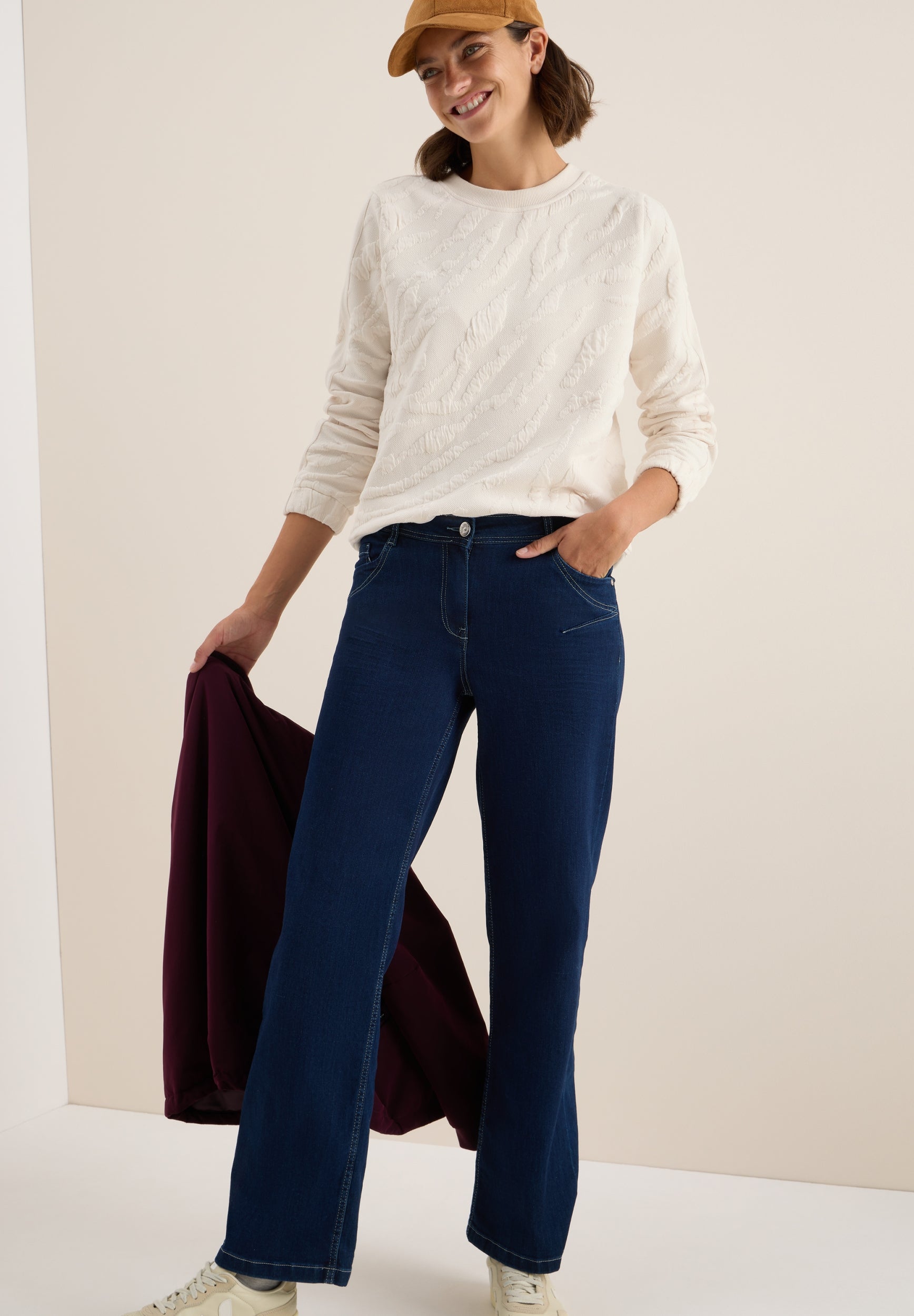 Strukturmuster Sweatshirt light beige Bild 5