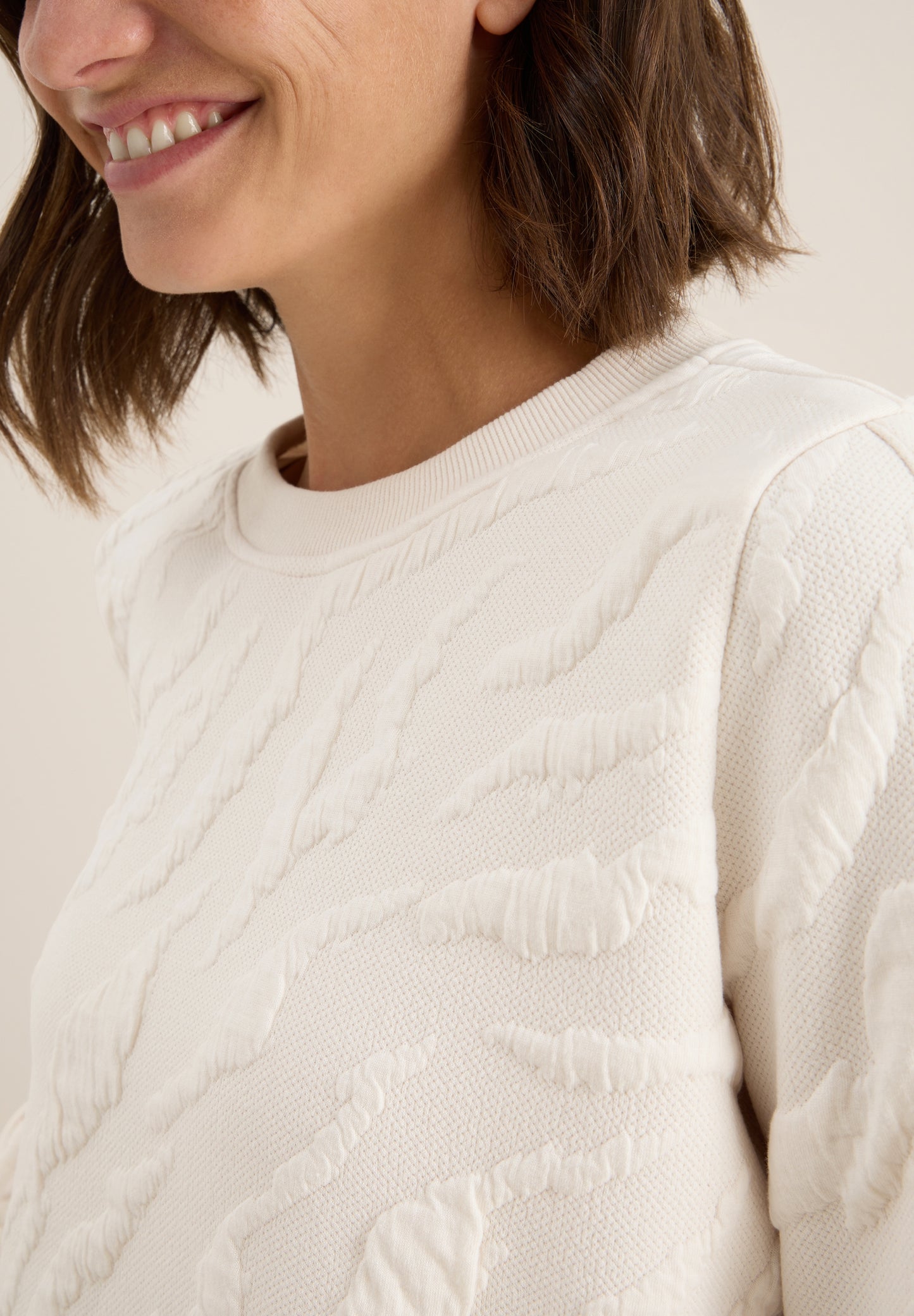 Strukturmuster Sweatshirt light beige Bild 6