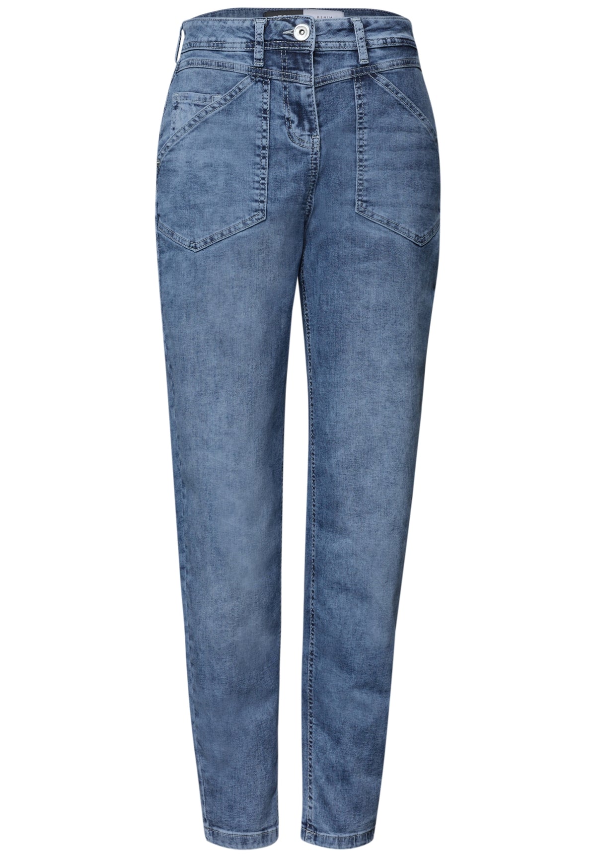 Mid Waist Barrel Leg Jeans im Casual Fit mid blue wash Bild 1