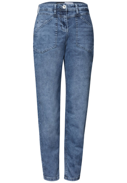 Mid Waist Barrel Leg Jeans im Casual Fit mid blue wash Bild 1
