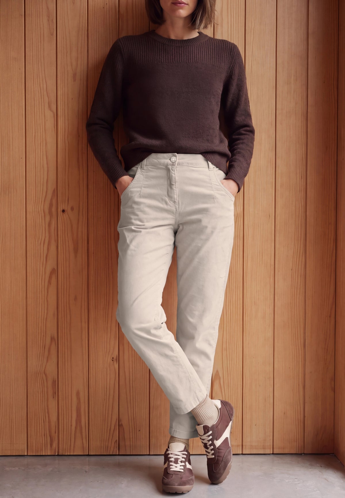 Mid Waist Barrel Leg Hose im Casual Fit cashmere beige Bild 3
