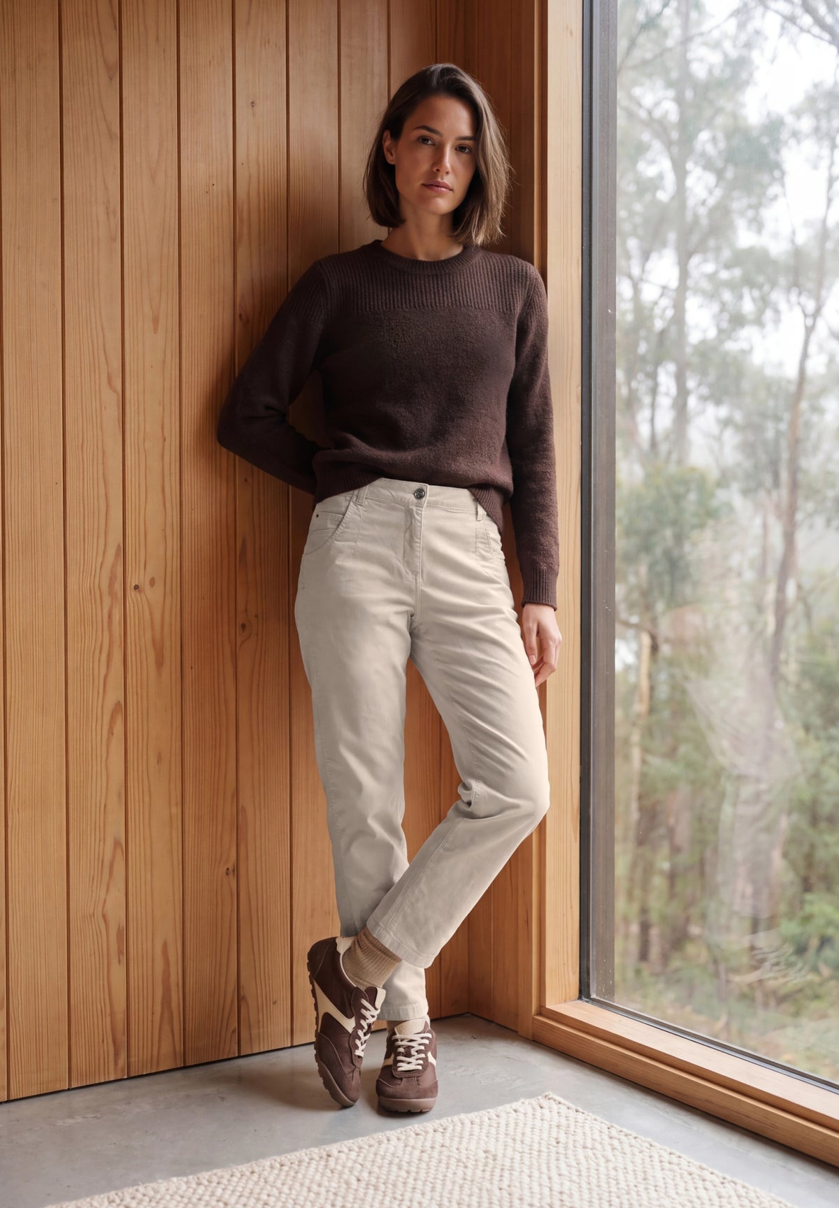Mid Waist Barrel Leg Hose im Casual Fit cashmere beige Bild 5