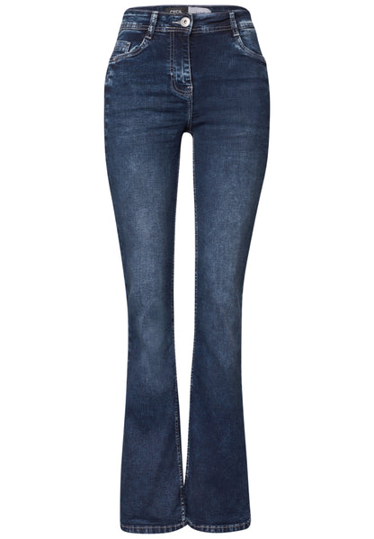 High Waist Bootcut Jeans im Slim Fit mid blue used wash Bild 1