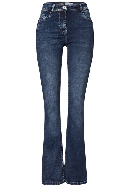 High Waist Bootcut Jeans im Slim Fit mid blue used wash Bild 1