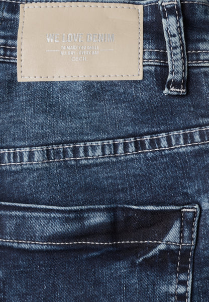 High Waist Bootcut Jeans im Slim Fit mid blue used wash Bild 2