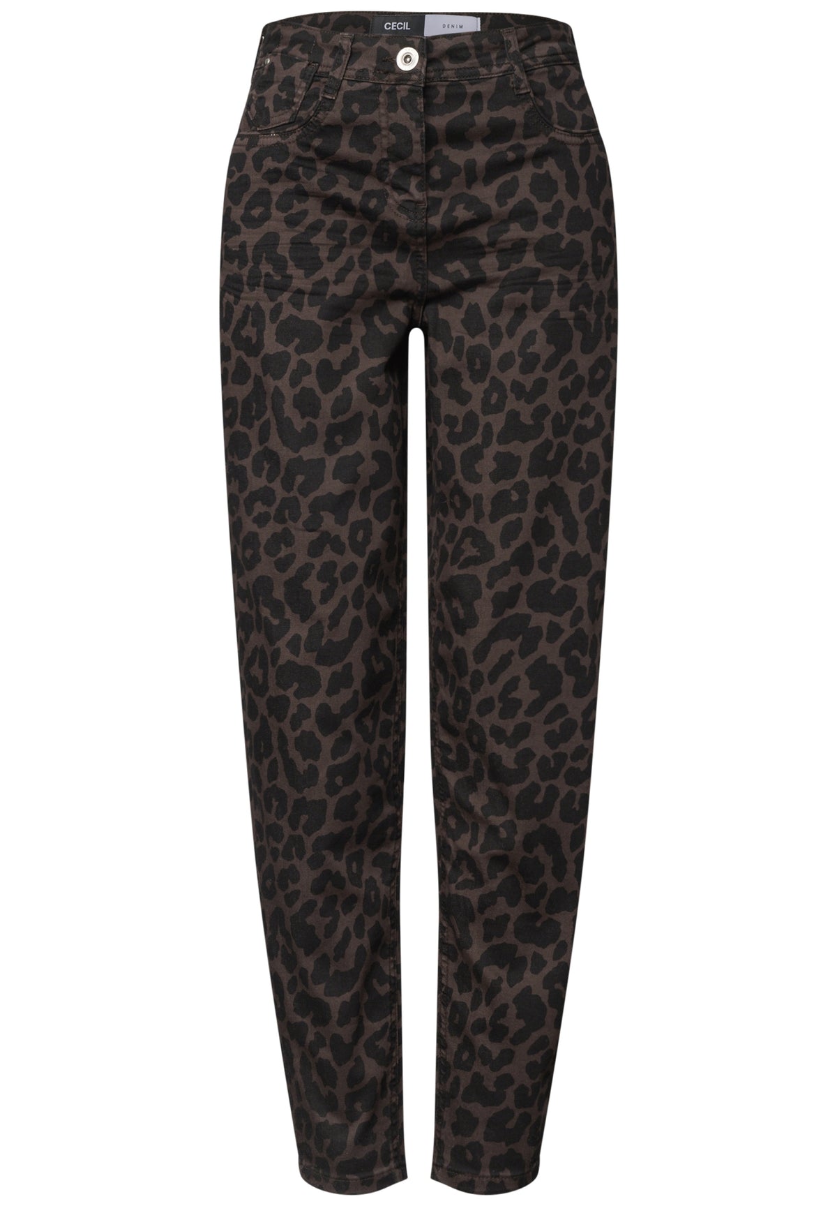 High Waist Barrel Leg Jeans mit Leo-Muster truffle brown Bild 1
