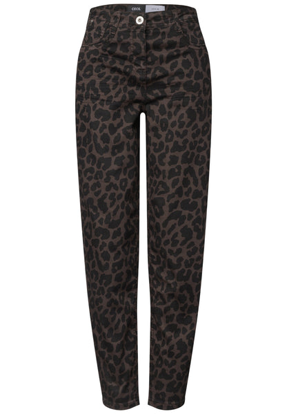 High Waist Barrel Leg Jeans mit Leo-Muster truffle brown Bild 1