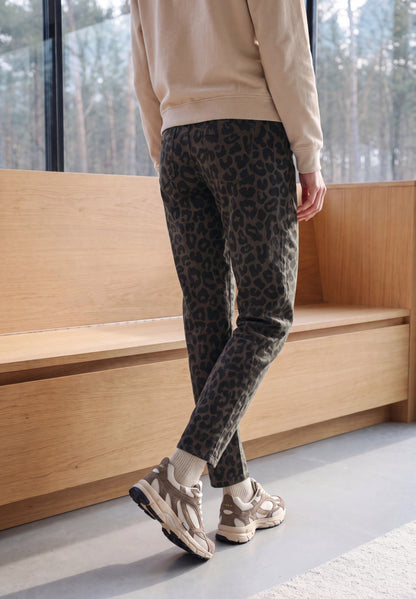 High Waist Barrel Leg Jeans mit Leo-Muster truffle brown Bild 4