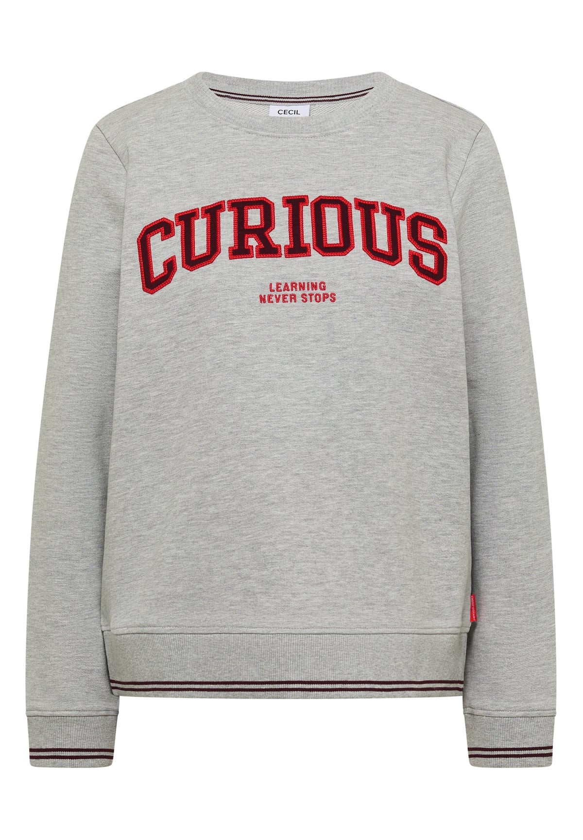 Sweatshirt mit Rundhals und Stickerei light grey melange Bild 1