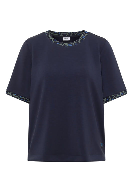 T-Shirt mit Rundhals und Leo-Details urban dark blue Bild 1