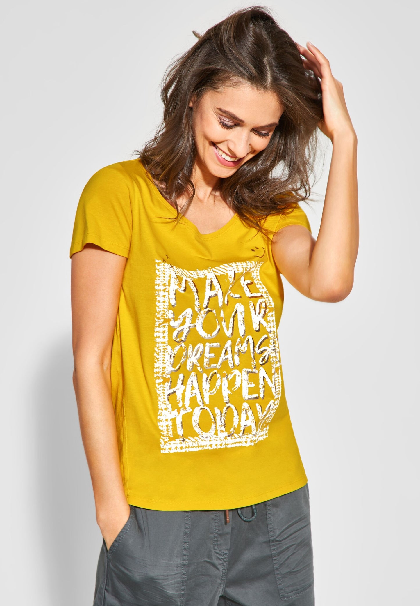 T-Shirt mit Wording Print ceylon yellow Bild 2