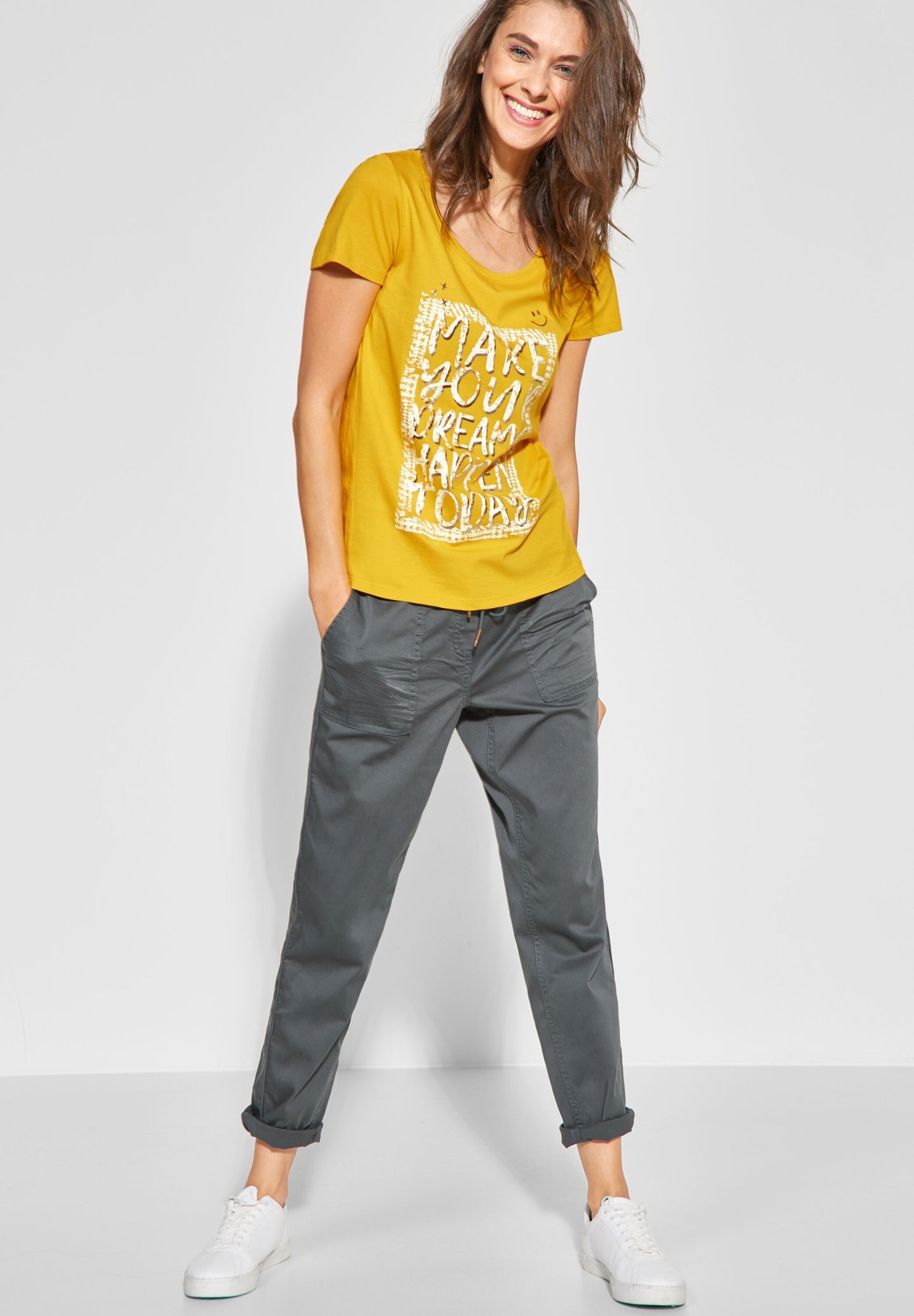 T-Shirt mit Wording Print ceylon yellow Bild 4