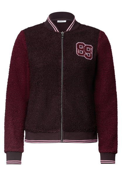 Teddy-Blouson mit Patch-Detail berry red Bild 1