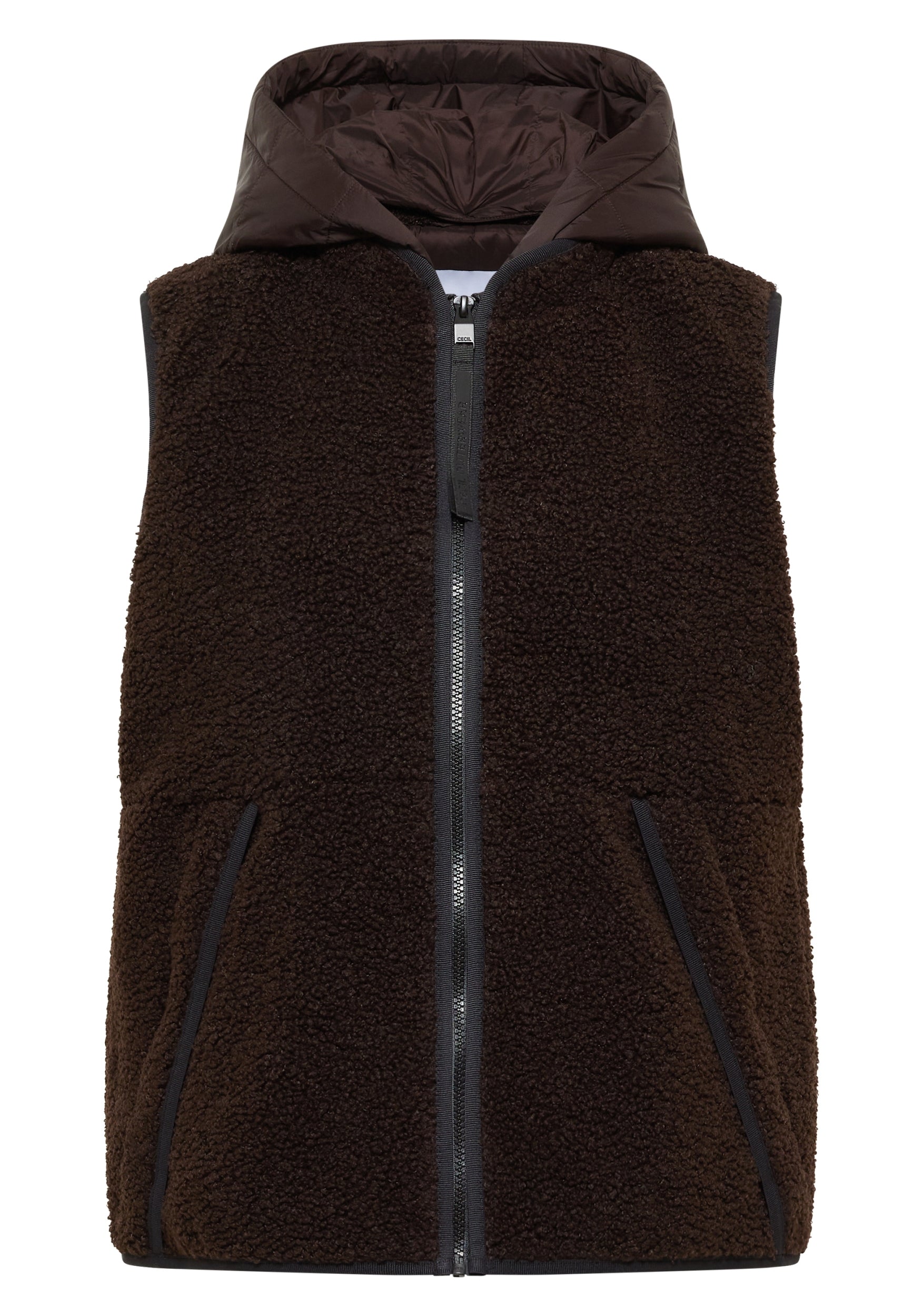 Teddy-Weste mit abnehmbarer Kapuze chocolate sauce brown Bild 1