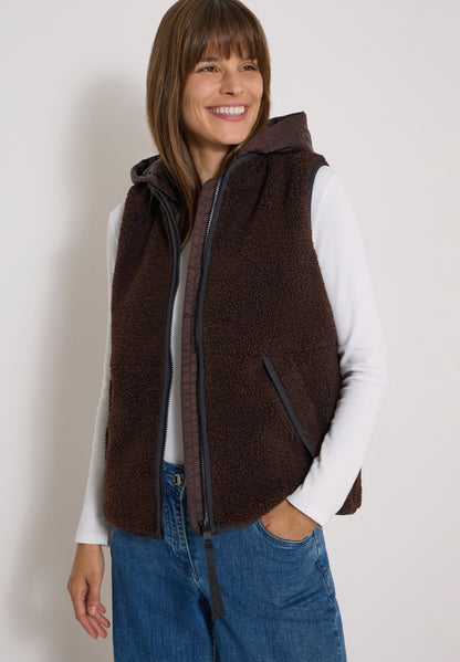 Teddy-Weste mit abnehmbarer Kapuze chocolate sauce brown Bild 6