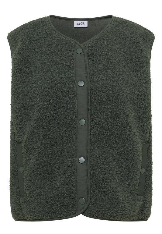 Teddy-Weste mit Softshelldetails dried olive green Bild 1
