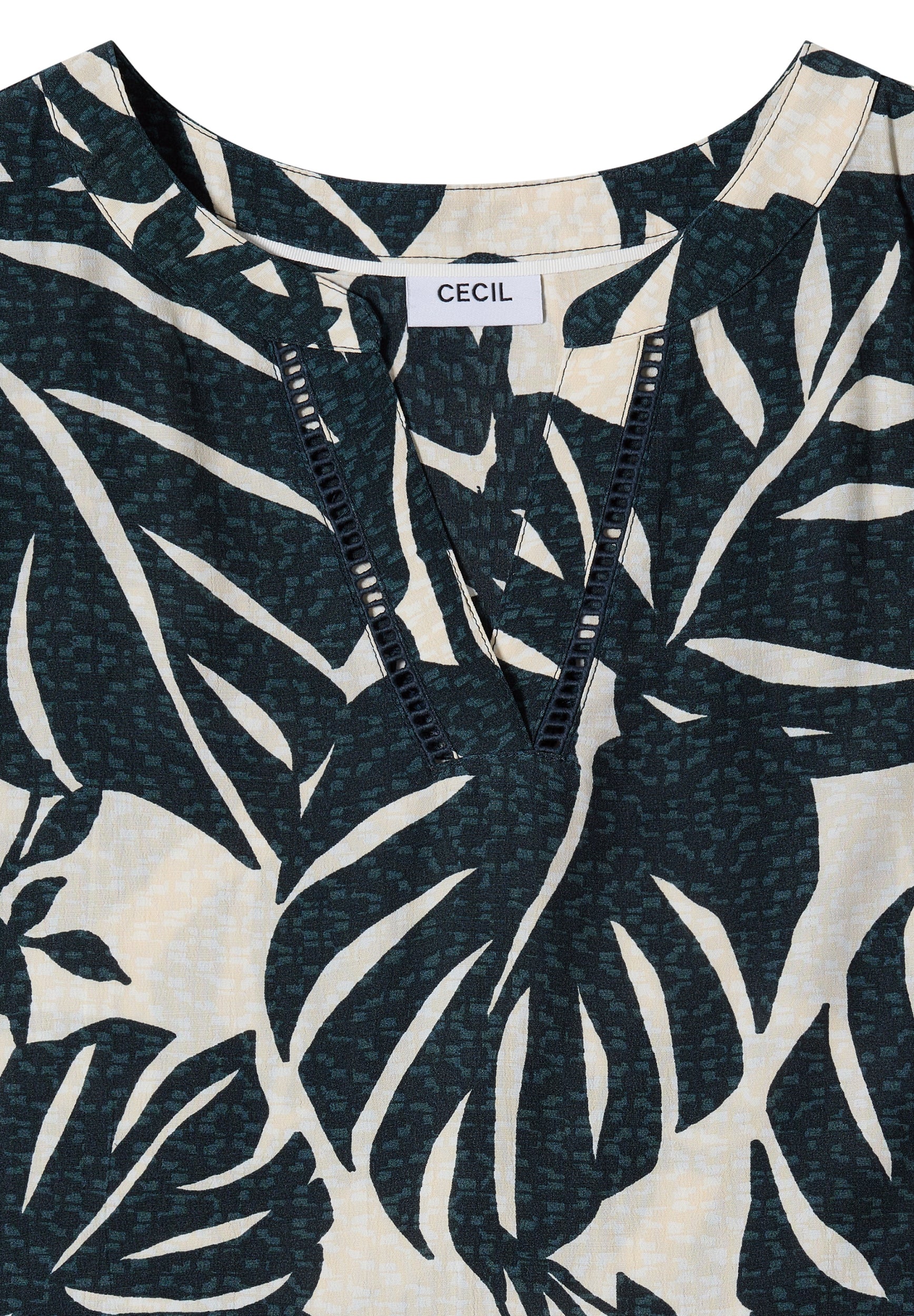 Midikleid mit Split Neck und Print palm breeze green Bild 2