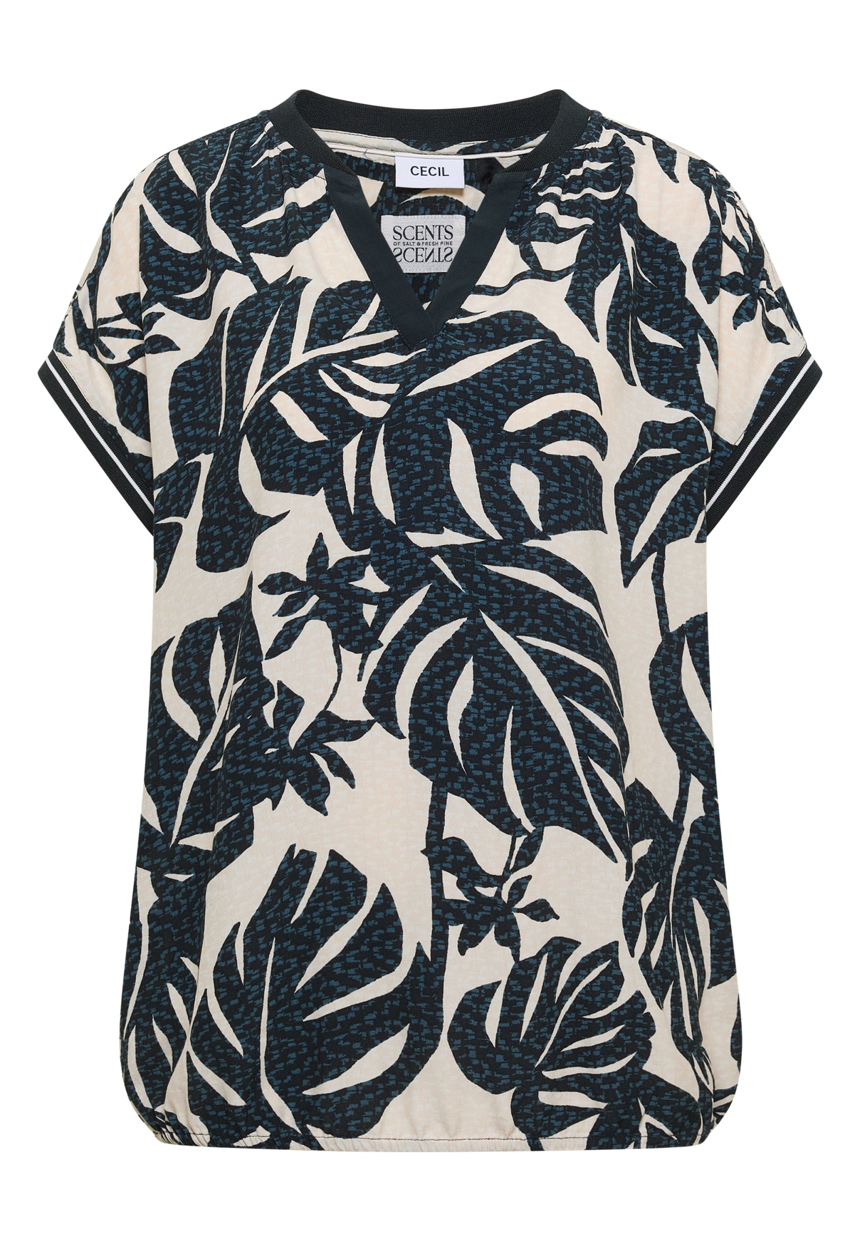 Bluse mit Split Neck und Printmix palm breeze green Bild 1