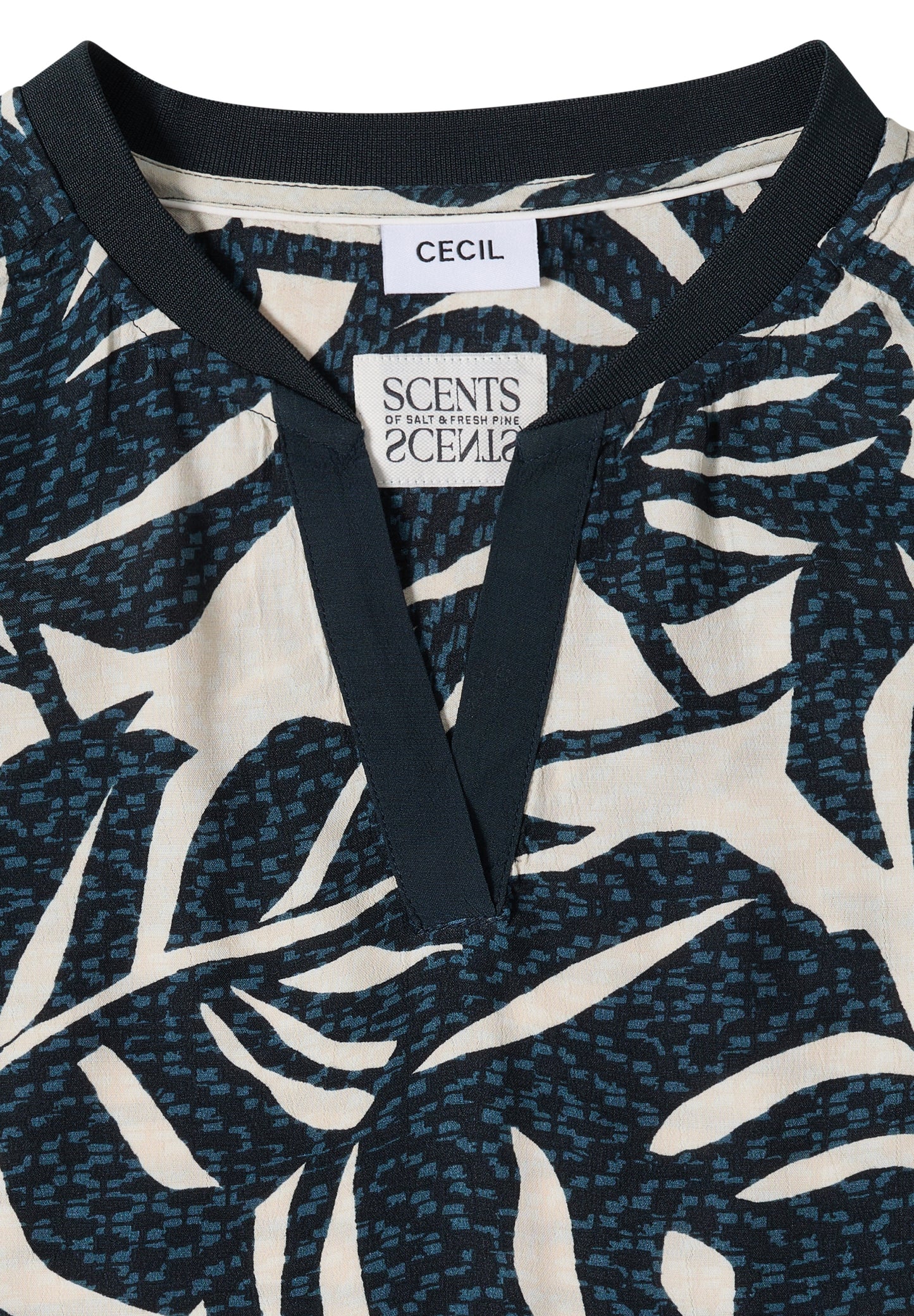 Bluse mit Split Neck und Printmix palm breeze green Bild 2