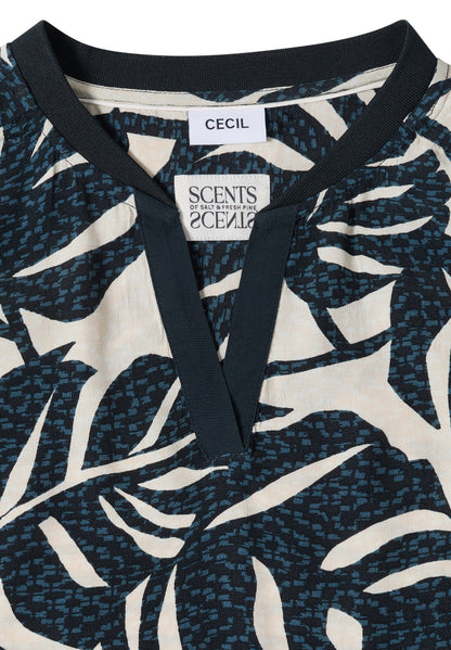 Bluse mit Split Neck und Printmix palm breeze green Bild 2