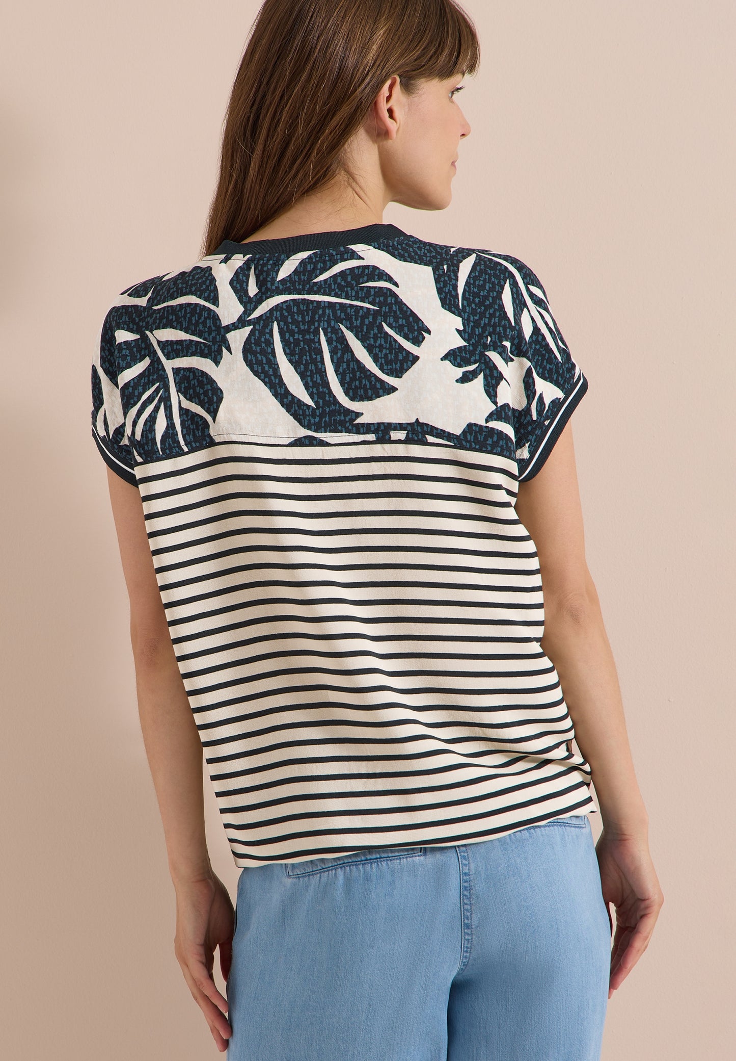 Bluse mit Split Neck und Printmix palm breeze green Bild 4
