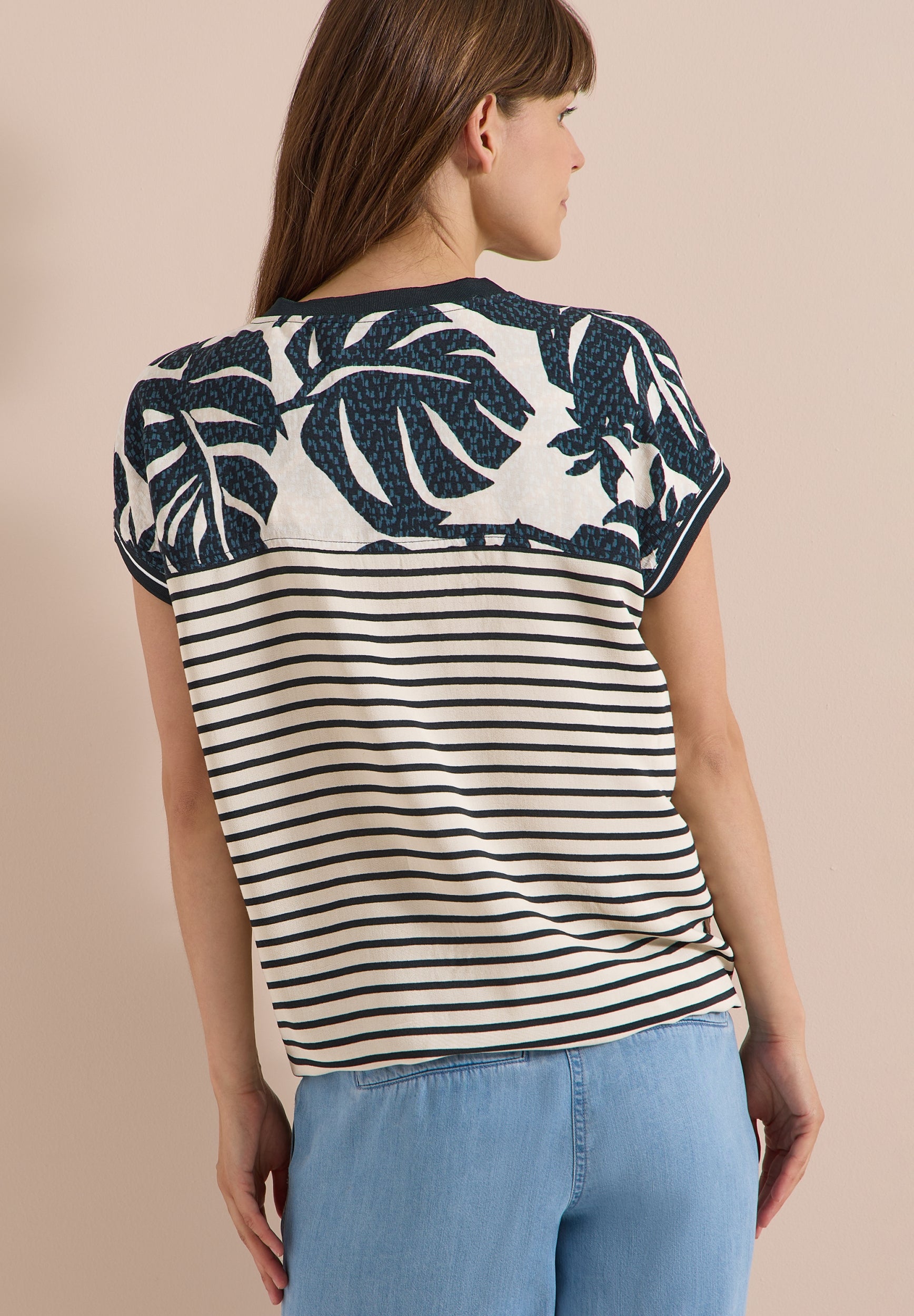 Bluse mit Split Neck und Printmix palm breeze green Bild 4