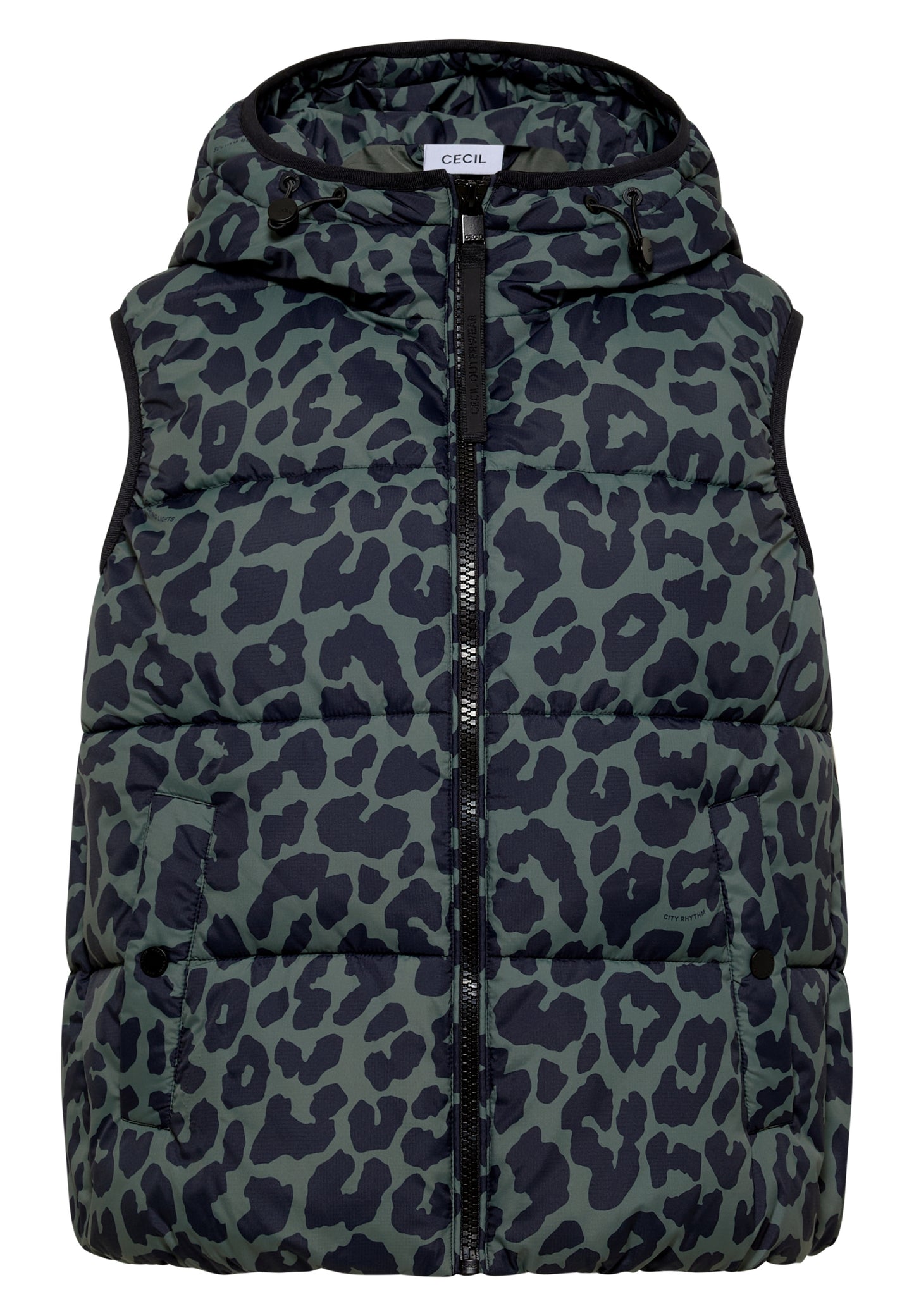 Steppweste mit Kapuze und Taschen dried olive green Bild 1