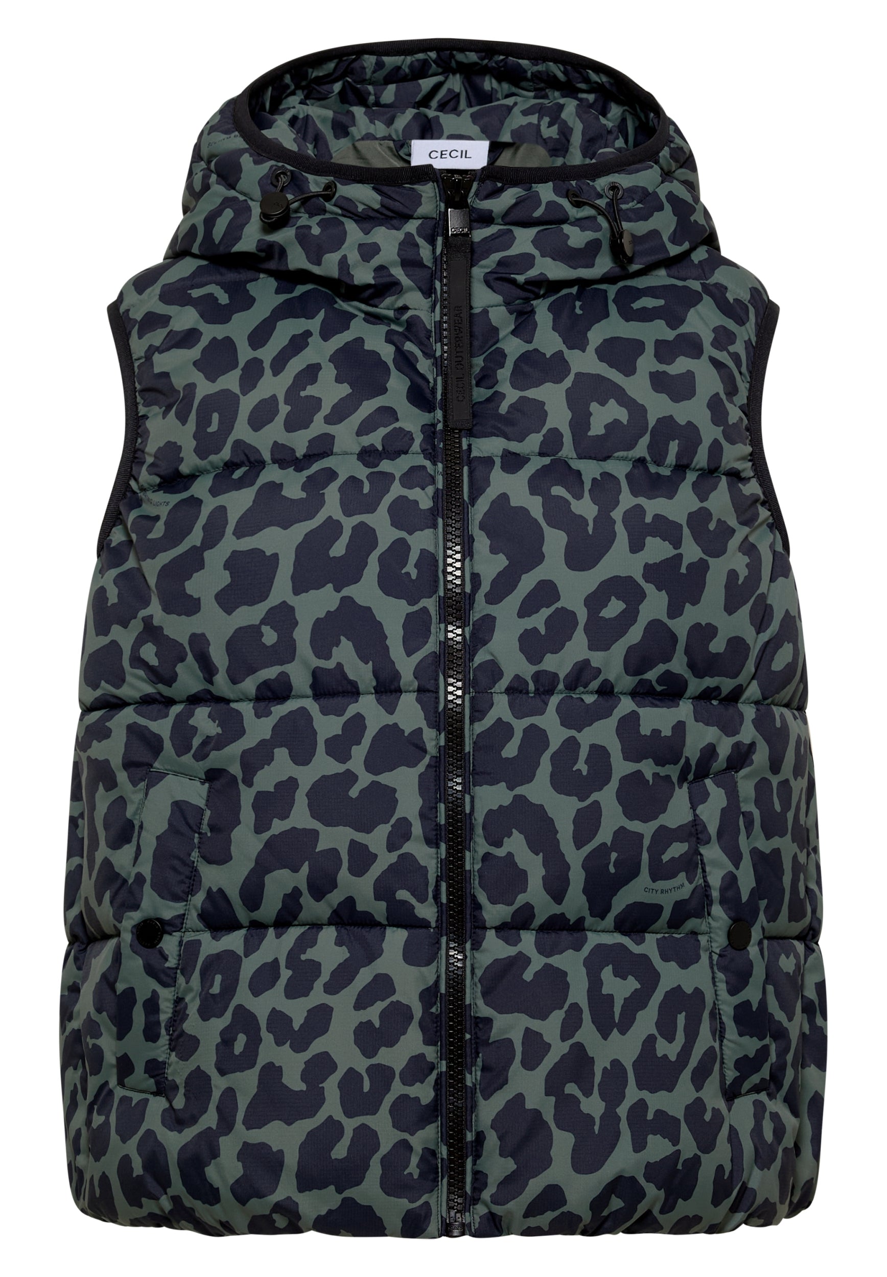 Steppweste mit Kapuze und Taschen dried olive green Bild 1