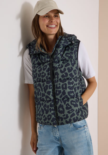 Steppweste mit Kapuze und Taschen dried olive green Bild 3