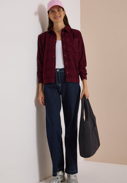 Langarm Hemdbluse mit Karomuster berry red Bild 5