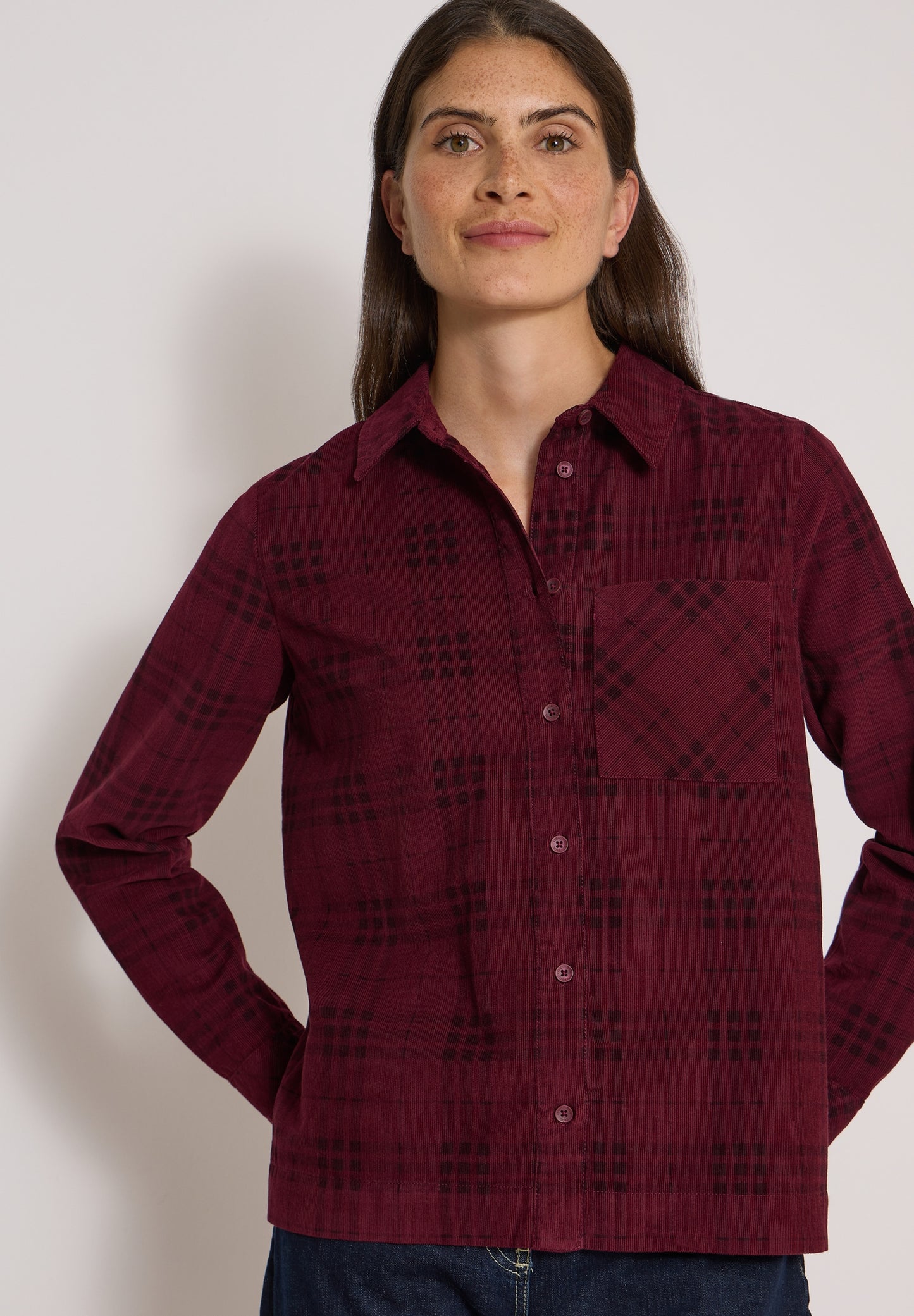 Langarm Hemdbluse mit Karomuster berry red Bild 7