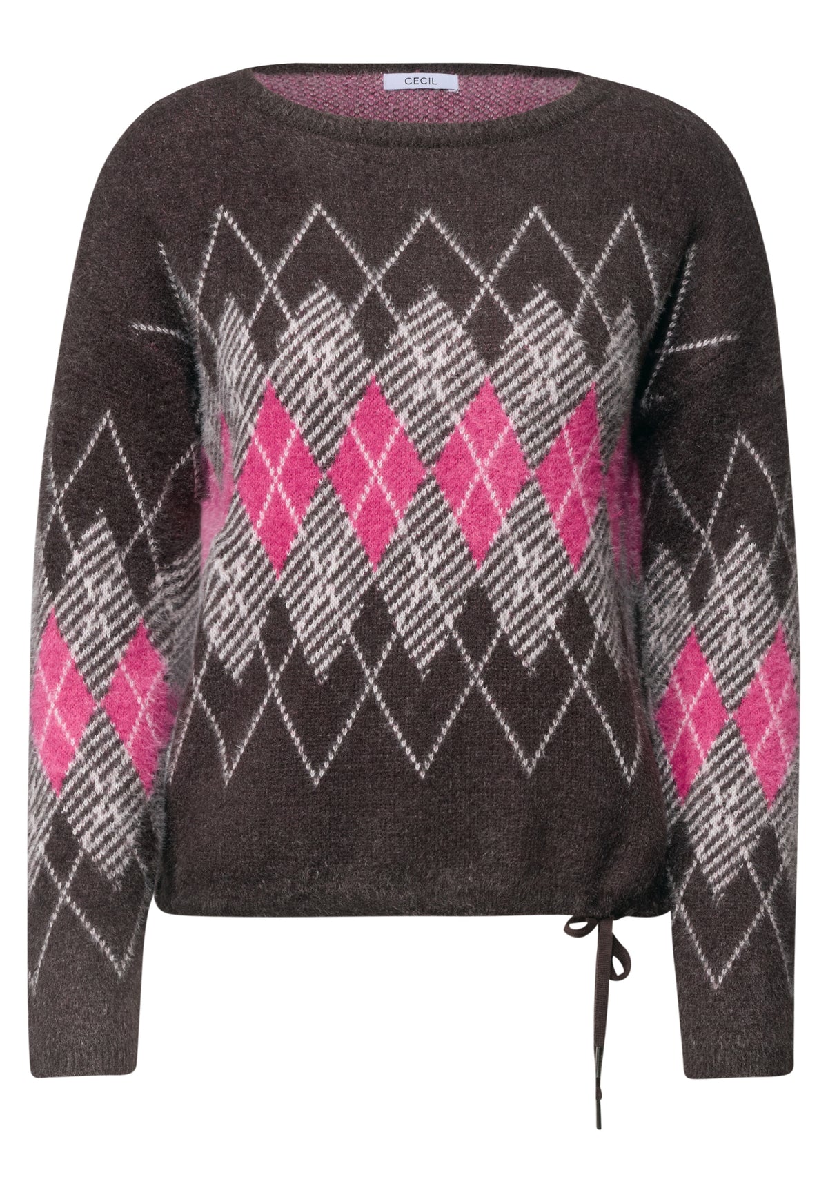 Federgarn Pullover mit Argyle-Muster truffle brown Bild 1