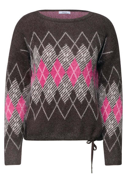 Federgarn Pullover mit Argyle-Muster truffle brown Bild 1